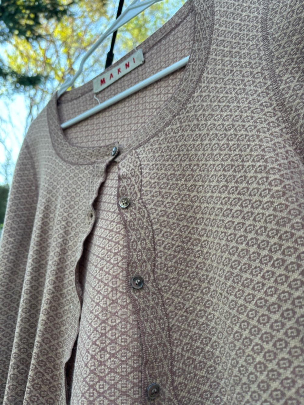 MARNI Scallop Edge Cardigan Sweater Top Diamond knit